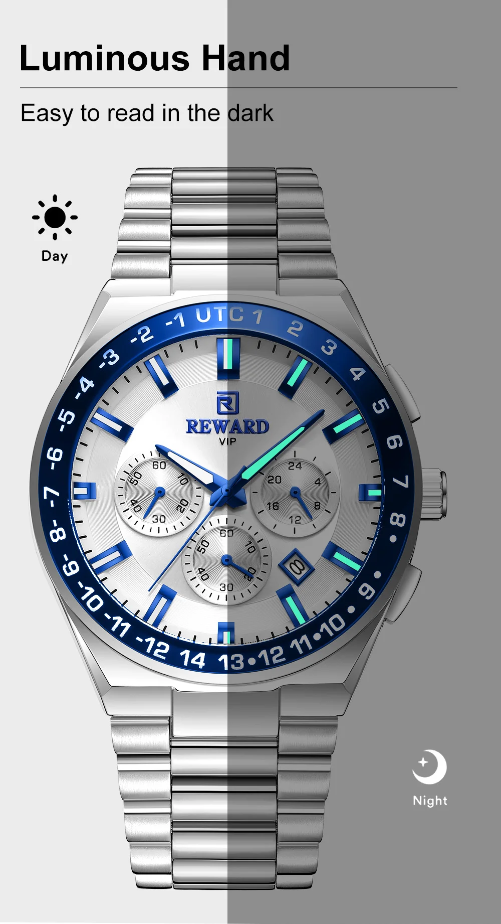 Reward 2026 Mens Luxury Wristwatch Solid Stainless Steel Band Waches RD813150M