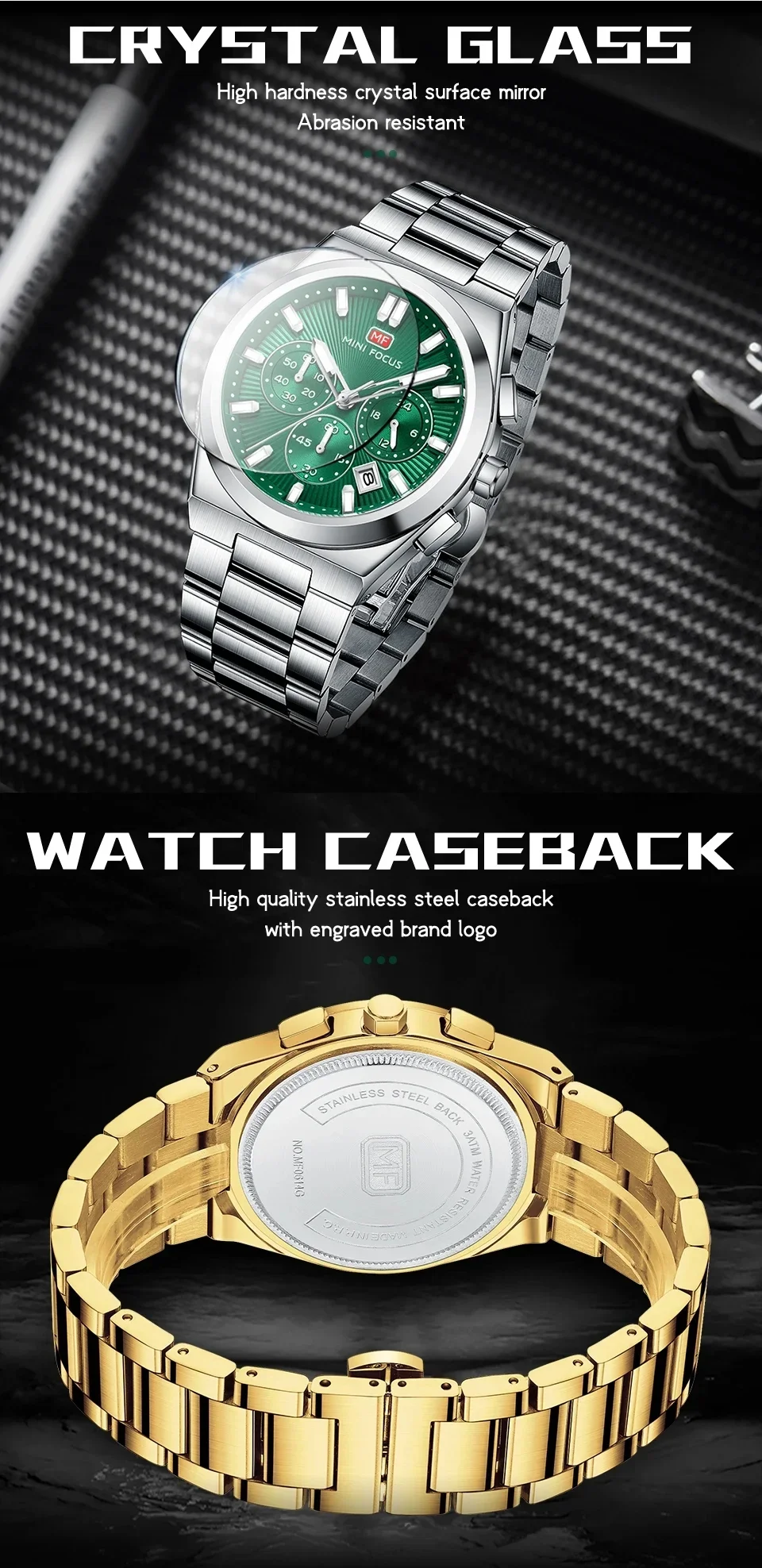 Wholesale MINI FOCUS MF0614G Men's Stainless Steel Business Watch