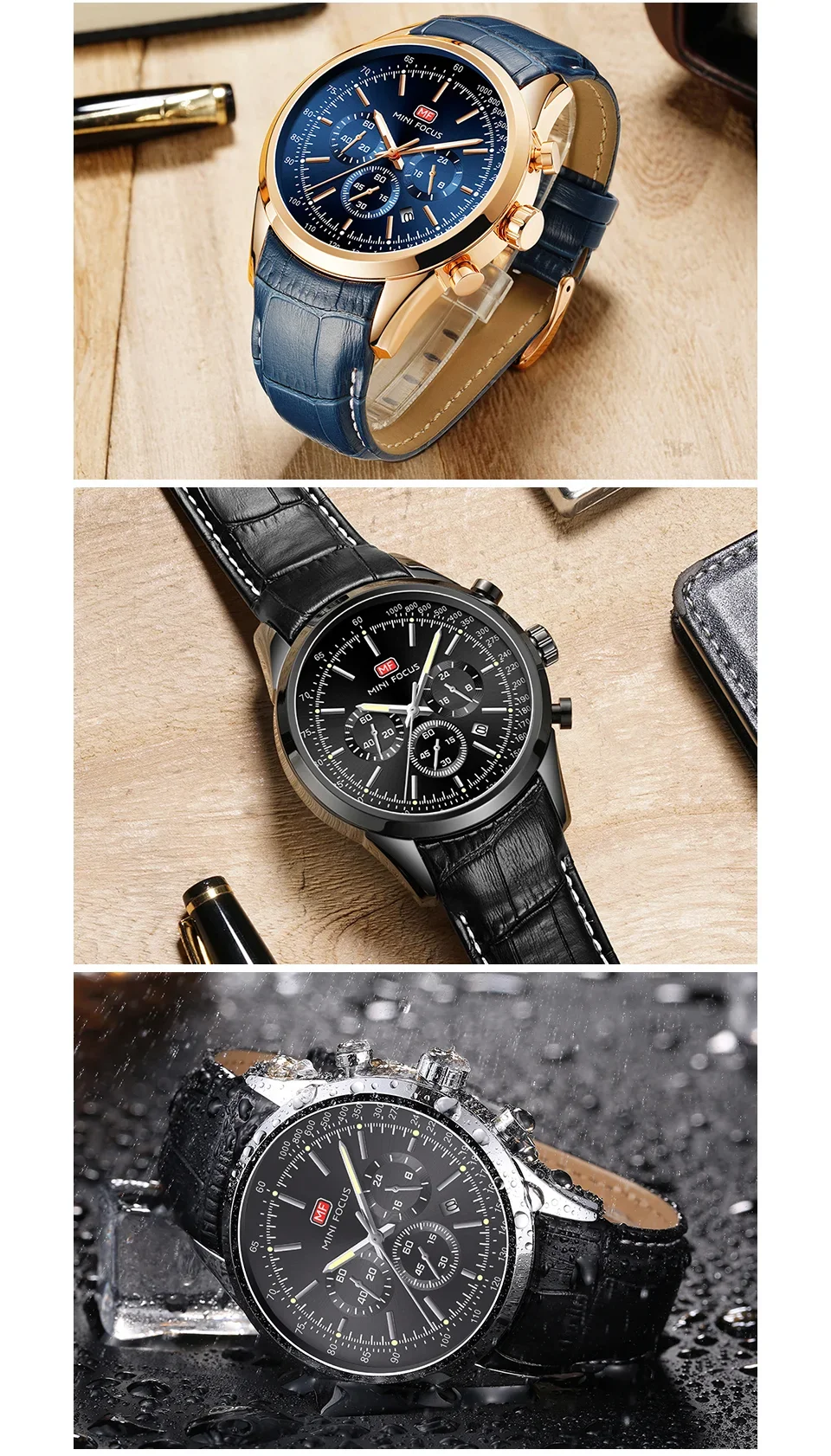 MINI FOCUS MF0116G Luminous Hands Waterproof Luxury Men Wristwatch | Ready to Ship