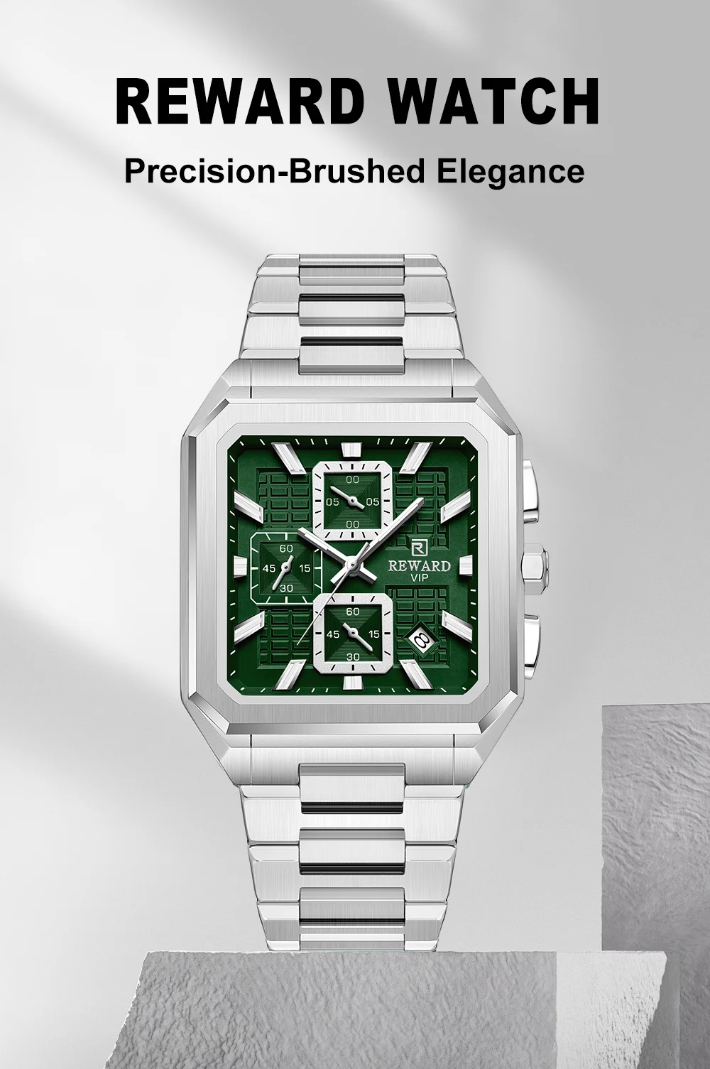 REWARD New Watch for Men High Quality Polishing Double Layered Case Square Chronograph RD813149M
