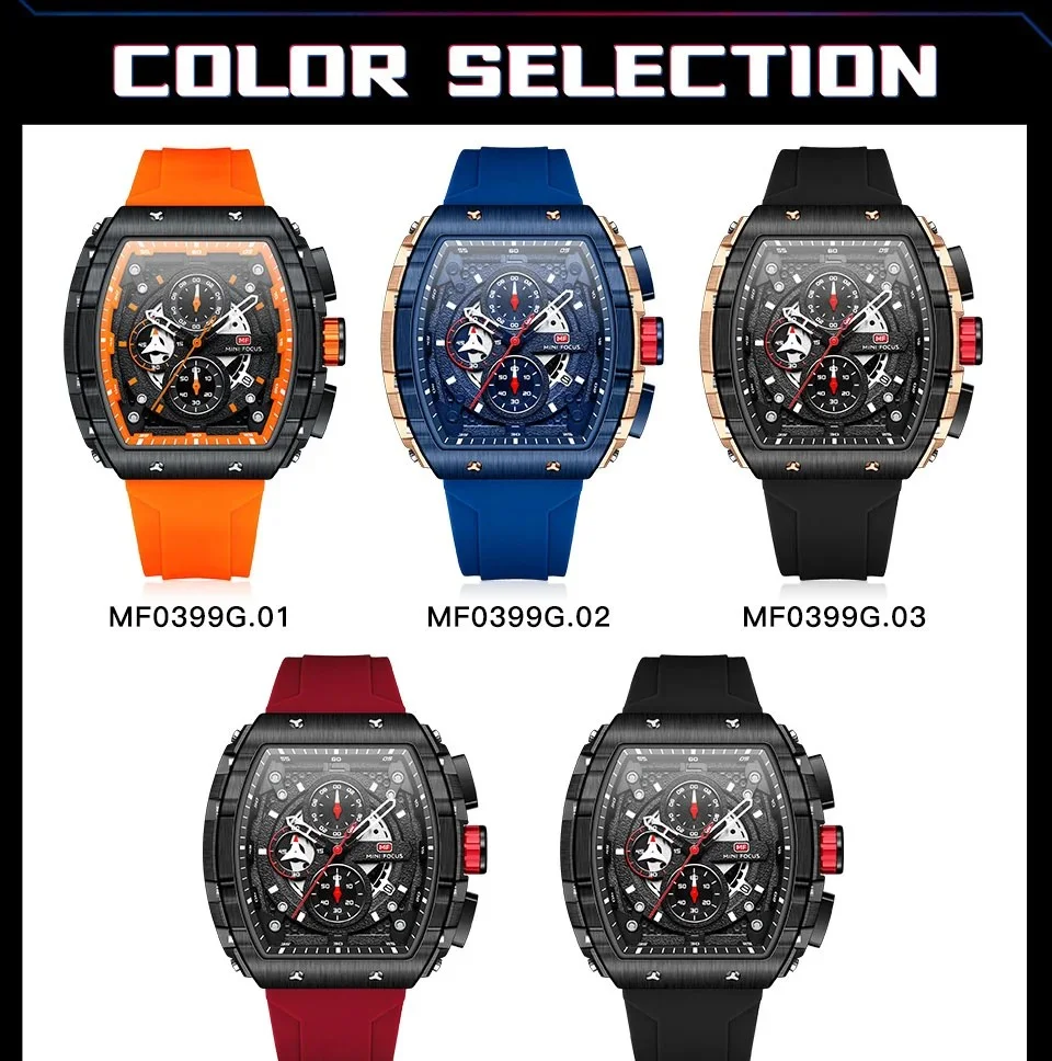 MINI FOCUS luxury chronograph watch front view
