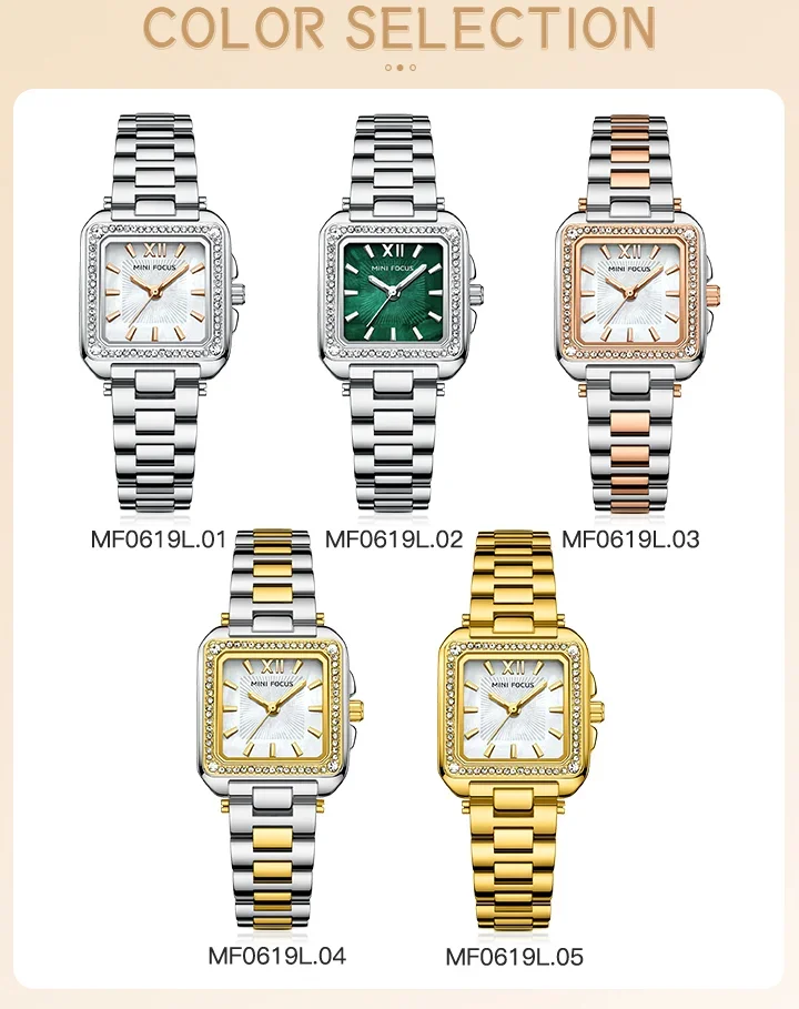 MINI FOCUS MF0619L square dial with mother of pearl surface