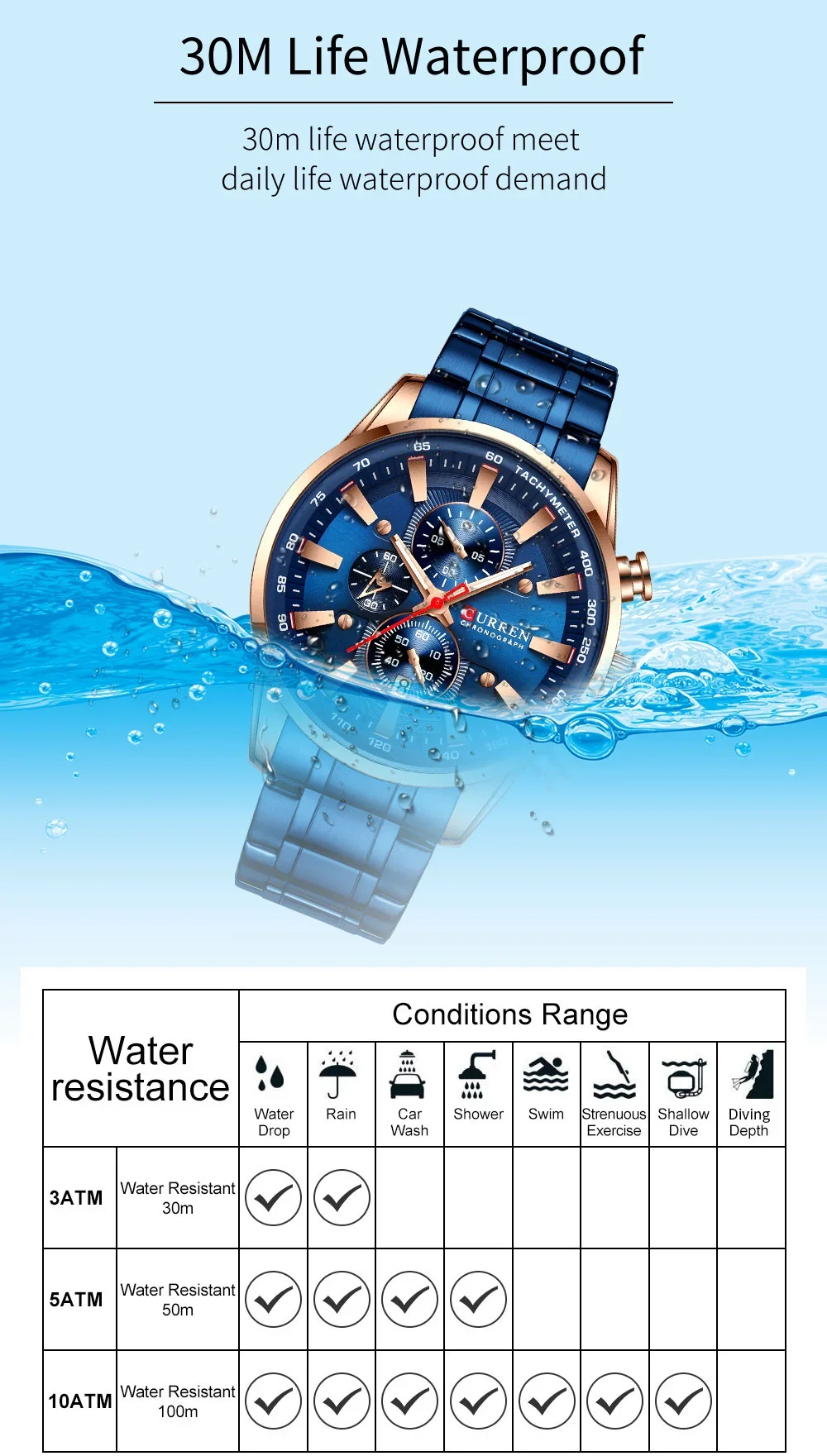 Curren 8351 Fashion Casual Men Quartz Chronograph Luxury Watches