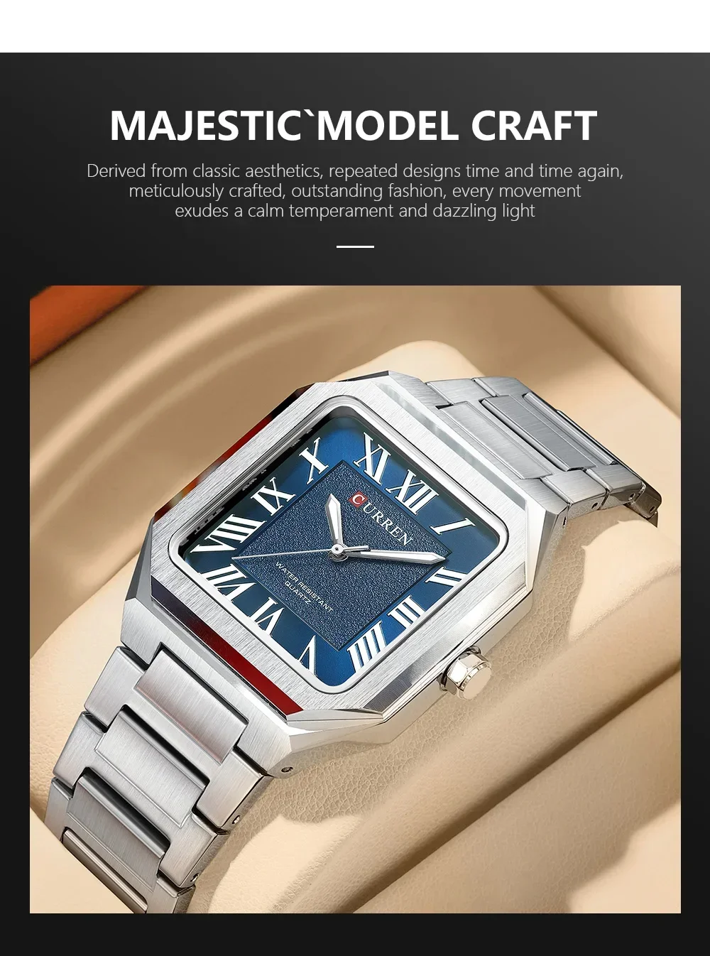 CURREN 8482 Original Mens Square Stainless Steel Watch | Supplier