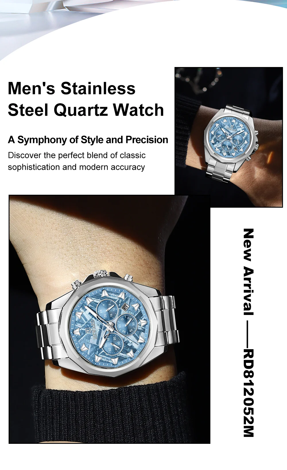REWARD RD812052M 2026 New Textured Dial Men's Watch Quartz Watch