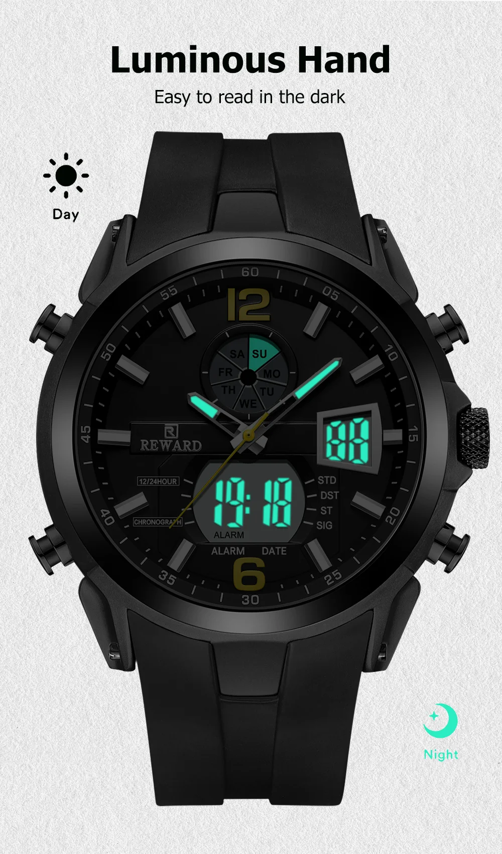 REWARD watch night light display