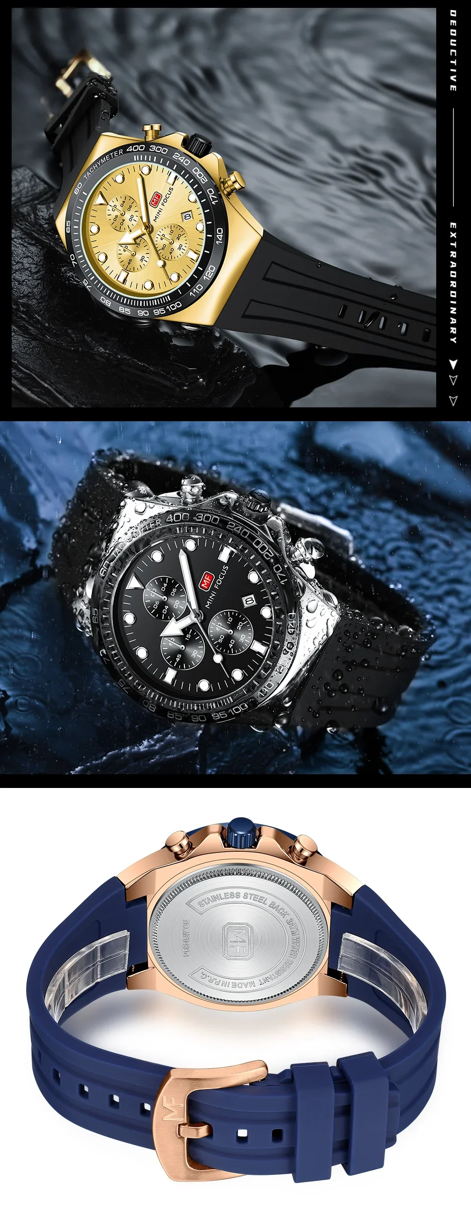 MF0488G MINI FOCUS Men's Quartz Sports Watch | Luminous Dial Silicone Strap Wholesale