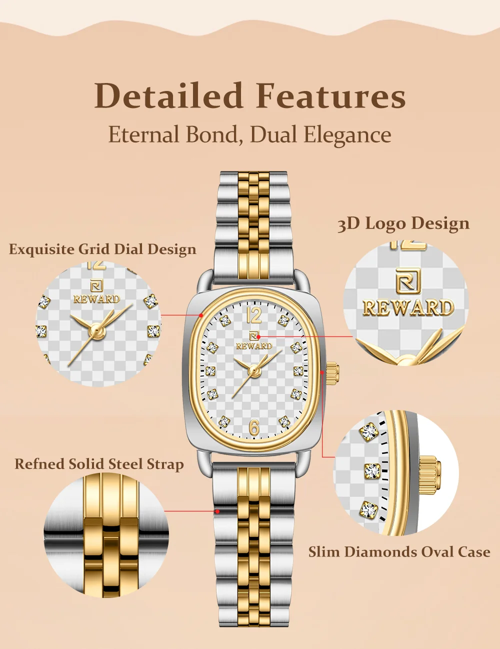 Reward RD212060L watch close-up of the dial
