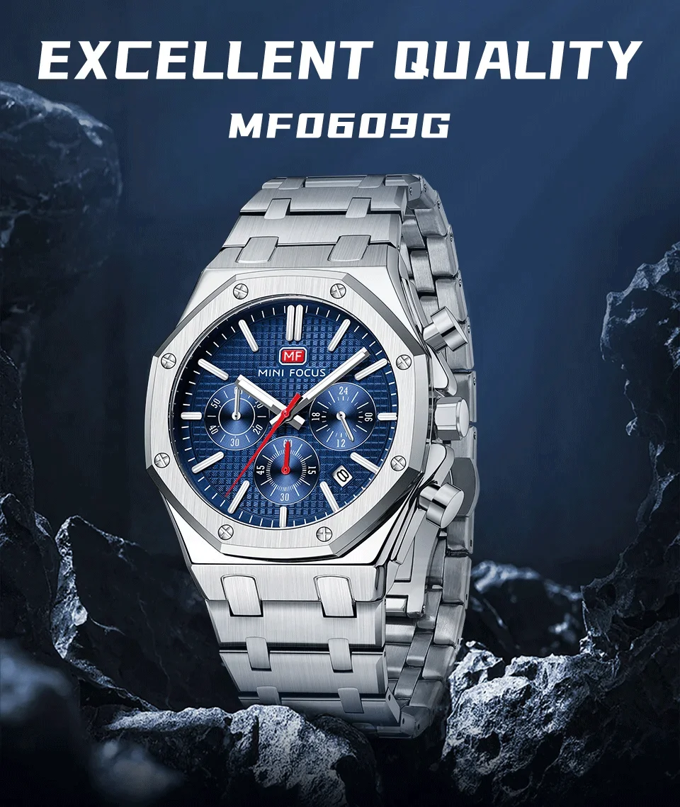 MINI FOCUS MF0609G Wholesale Business Quartz Men's Watch – Ready to Ship Luminous Chronograph Watches