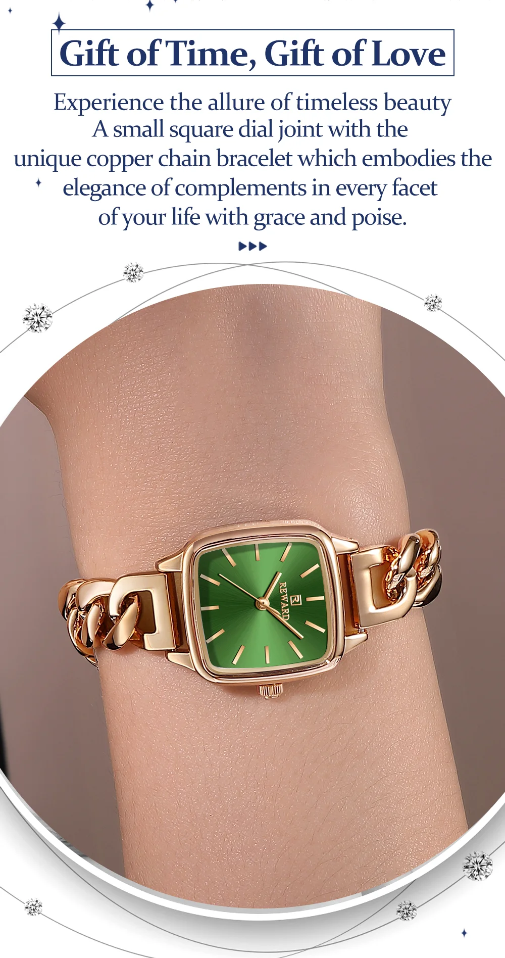 Reward RD211513L Elegant Women Wristwatch Luxury Slim Square Quartz Waterproof Fashion Dress Watch