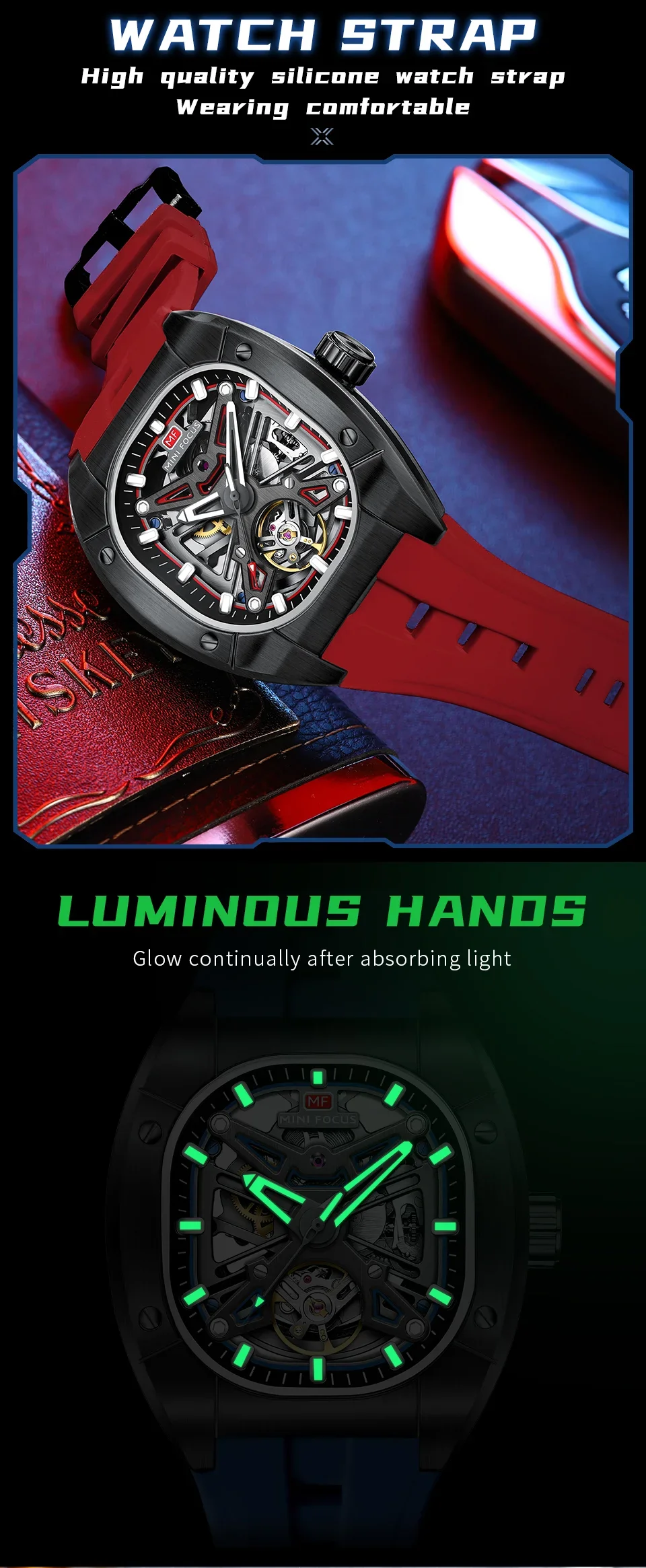 MINI FOCUS MF0618G Men's Fashion Automatic Mechanical Wristwatch