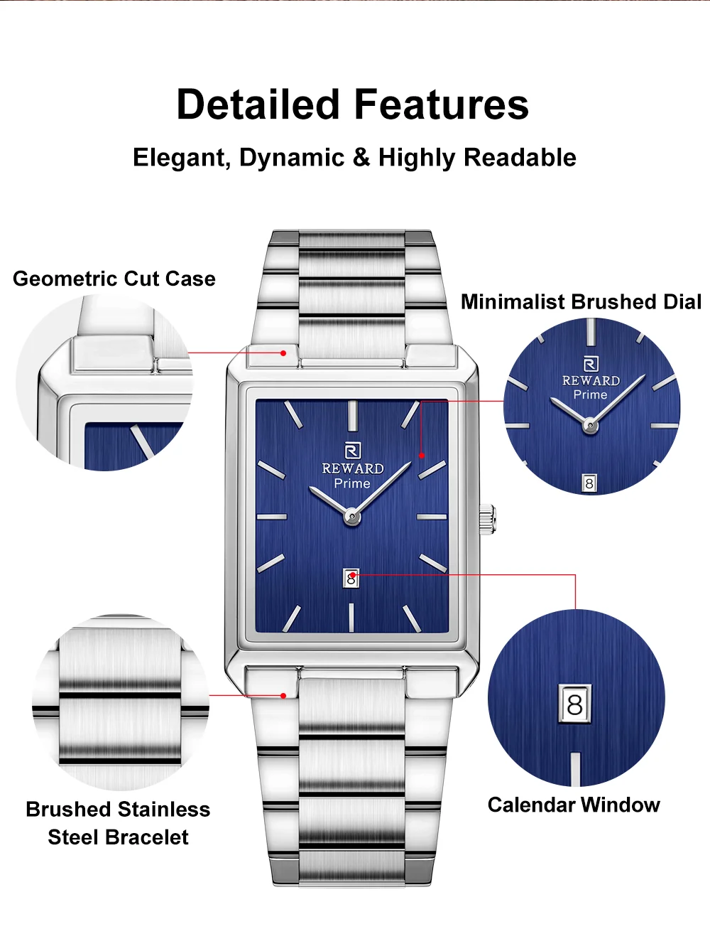 Close-up of RD613568M watch face with calendar function