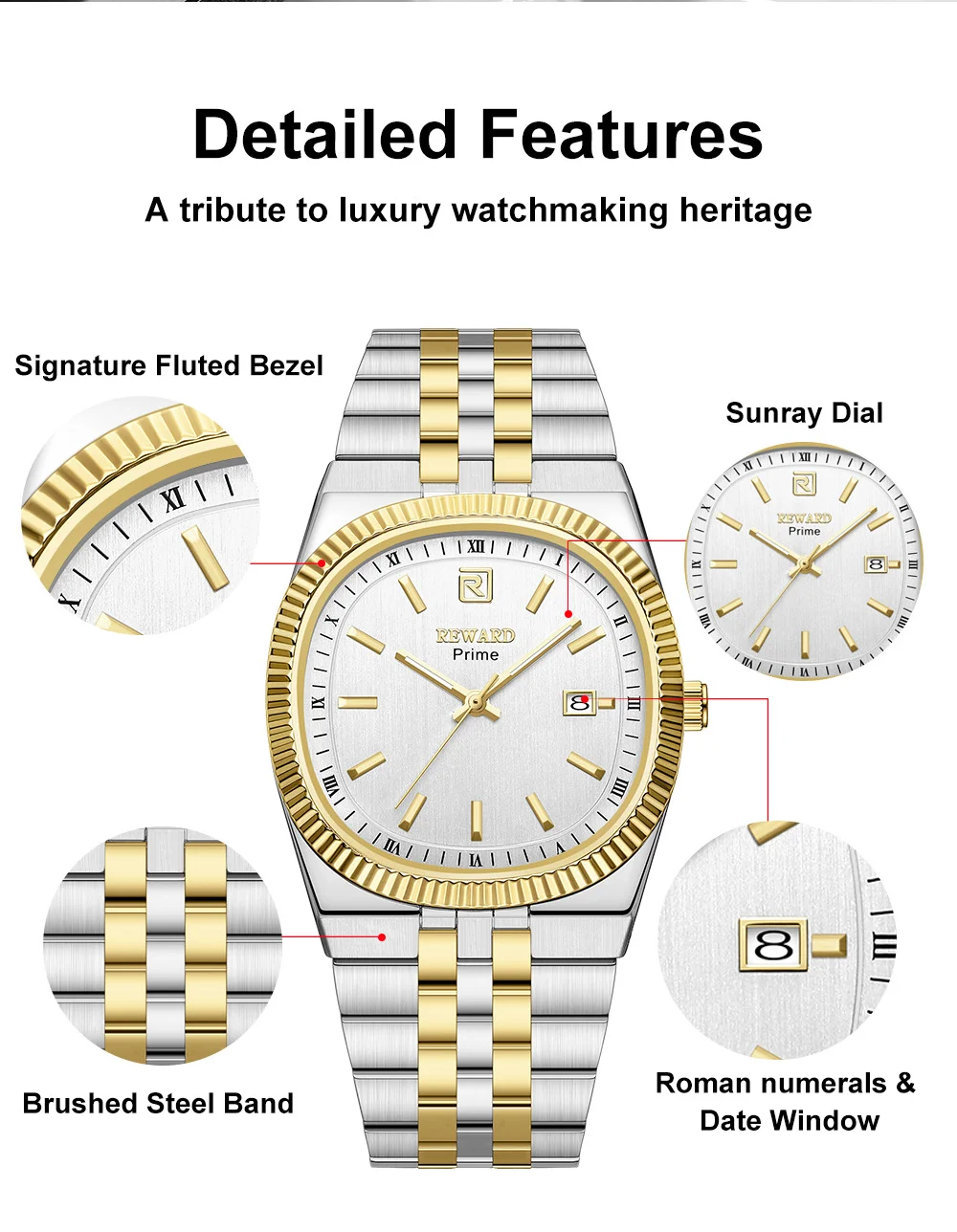 REWARD Prime RD613575M Casual Square Quartz Watches for Men