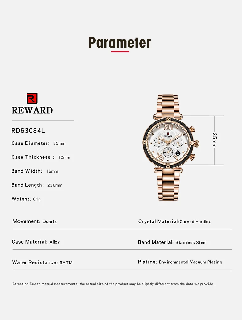 Wholesale REWARD RD63084L Women Chronograph Sports Quartz Watch