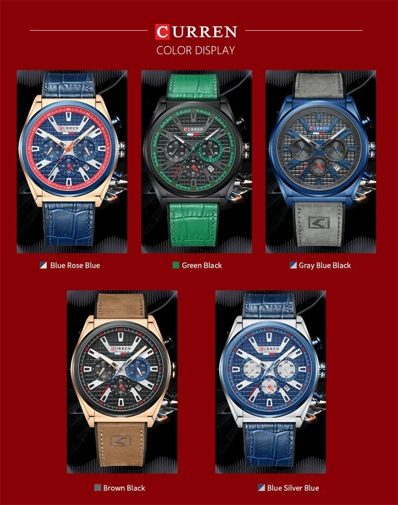 Curren 8291 Original Quartz Waterproof Mens Watch Leather Strap