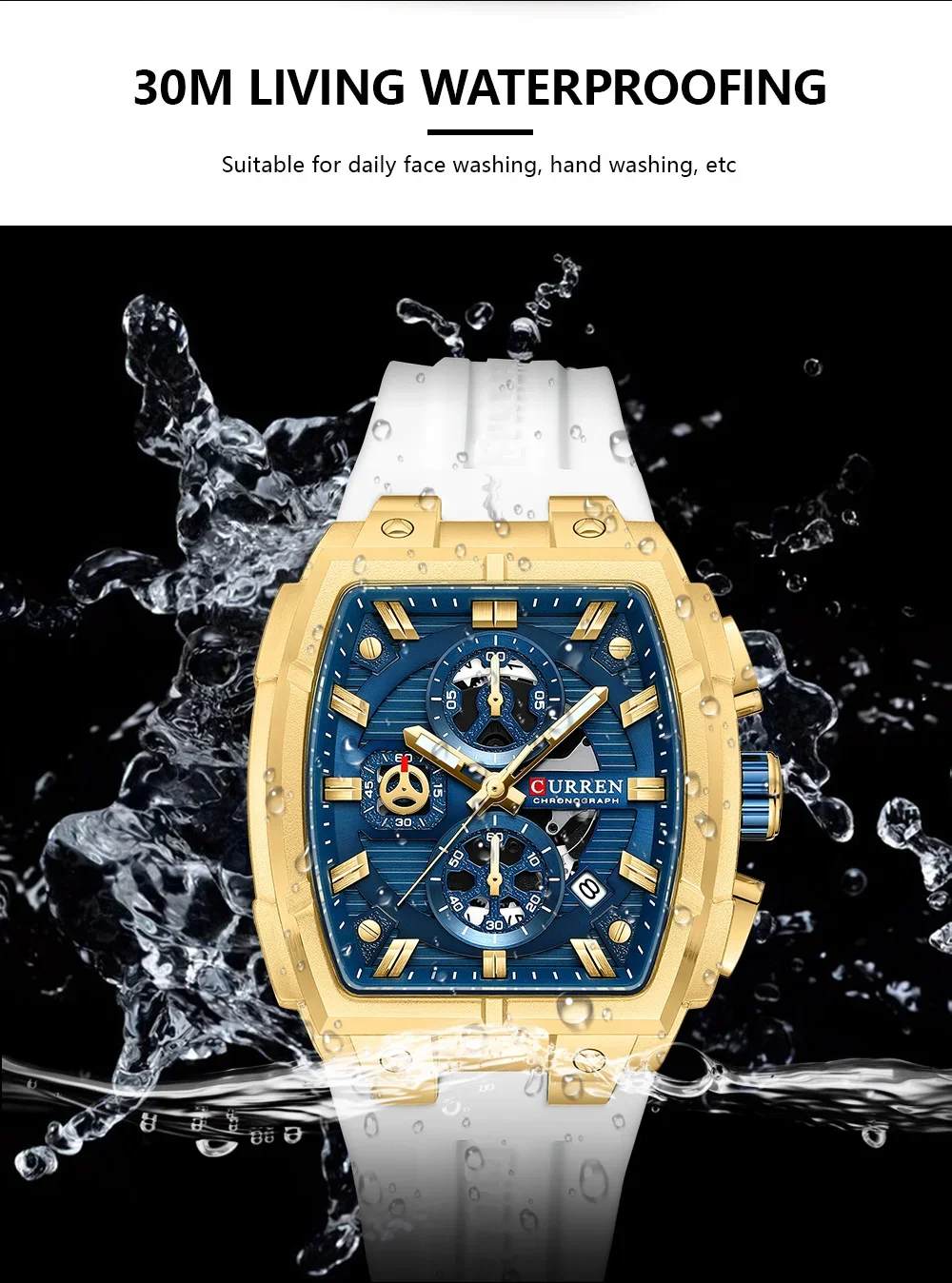CURREN 8488 Men's Waterproof 3-Subdial Chronograph Watch