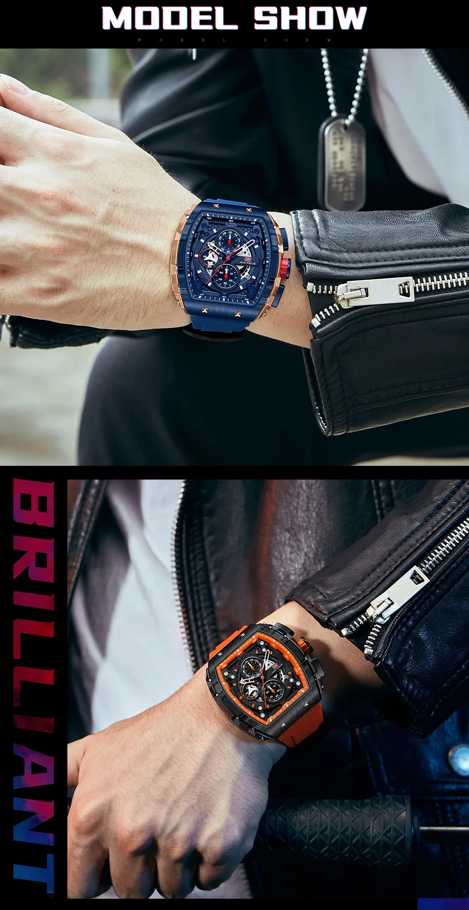 MINI FOCUS MF0399G Original Luxury Men Chronograph Quartz Watches