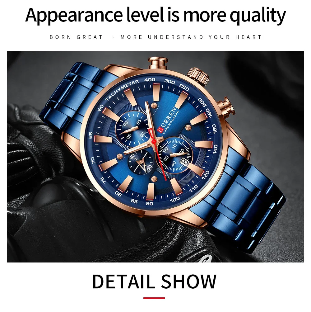 Curren 8351 Fashion Casual Men Quartz Chronograph Luxury Watches