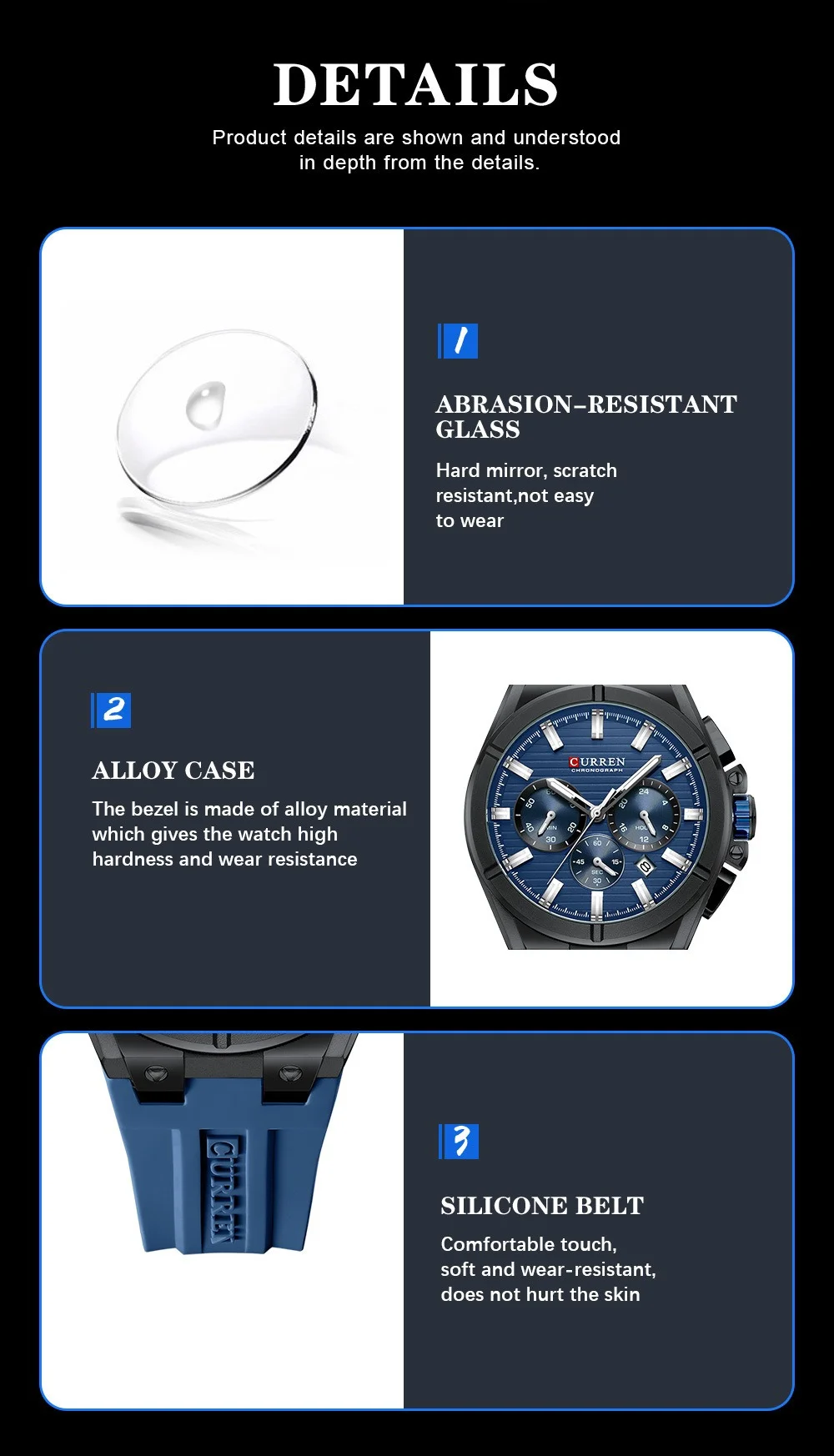 Curren 8487 Original Glow in the Dark Men's High Quality watches