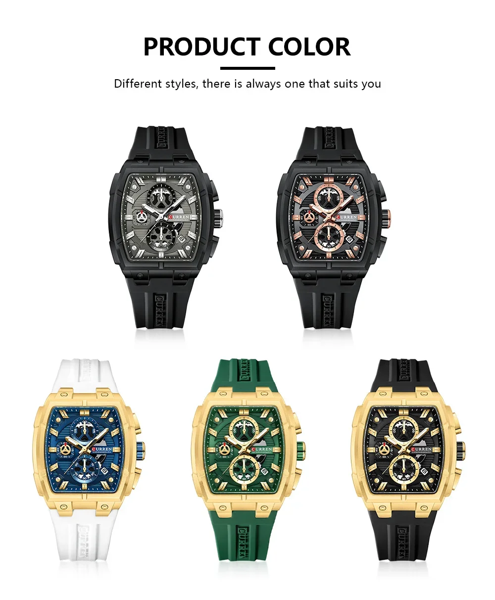 Curren 8488 Men's Waterproof Chronograph Watch - Front View