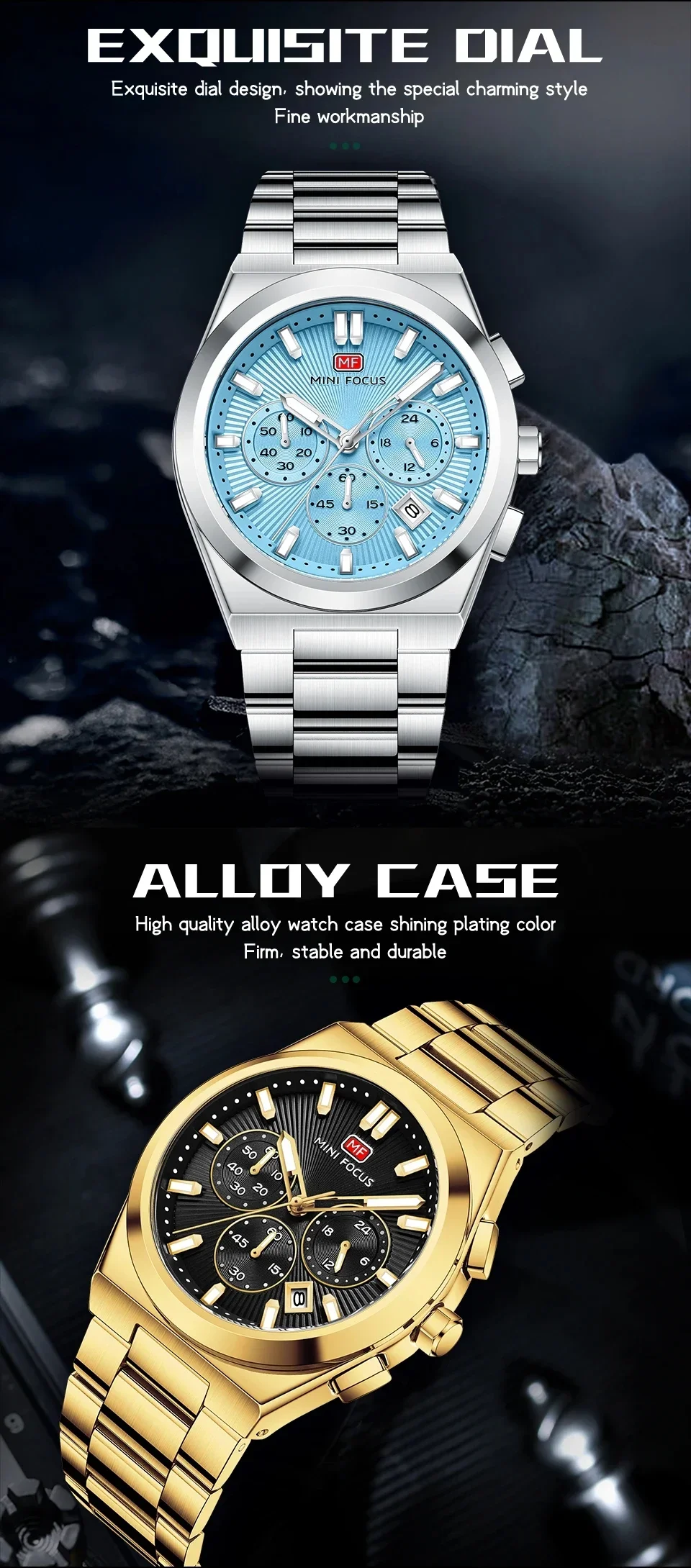 Wholesale MINI FOCUS MF0614G Men's Stainless Steel Business Watch