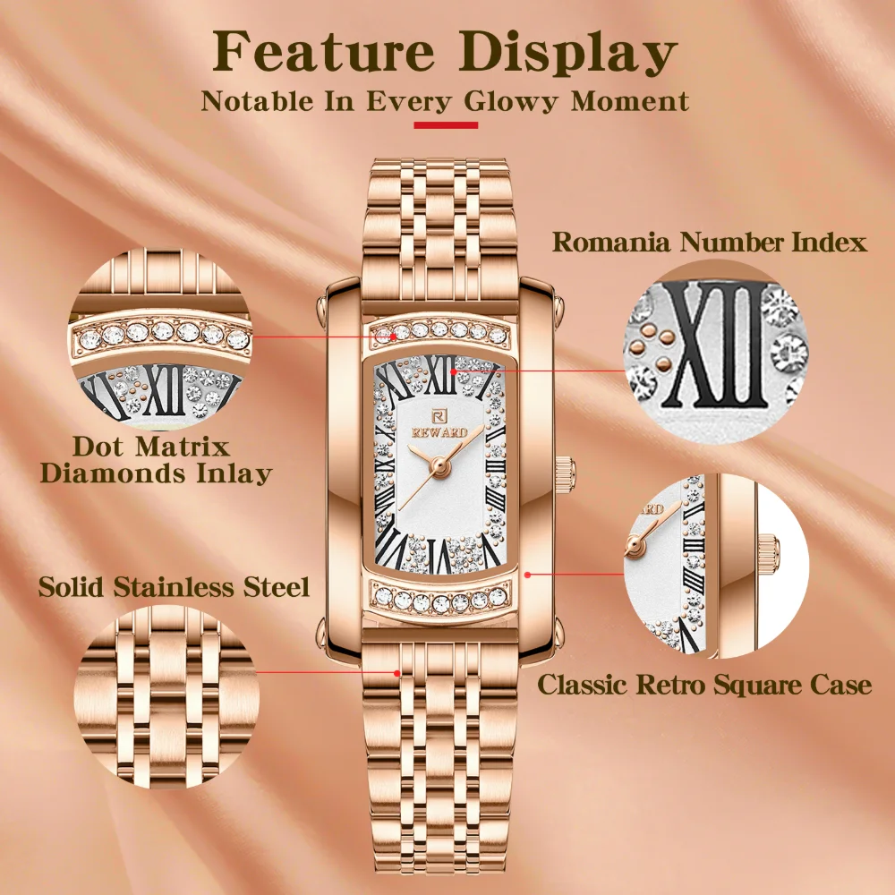 Close-up of diamond detailing on the Reward RD21551L watch