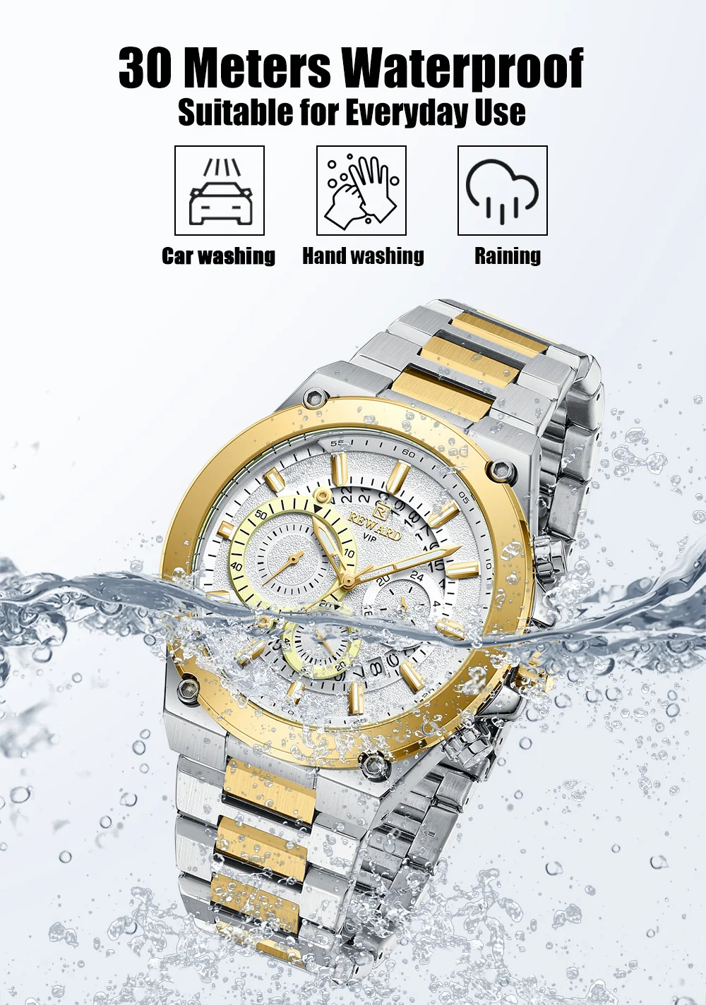 REWARD VIP Men's Watch RD812259M Chronograph Quartz Watches Auto Date