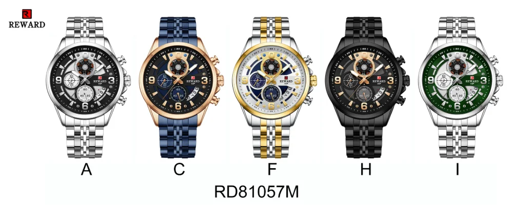 REWARD RD81057M men's sports watch with stainless steel strap