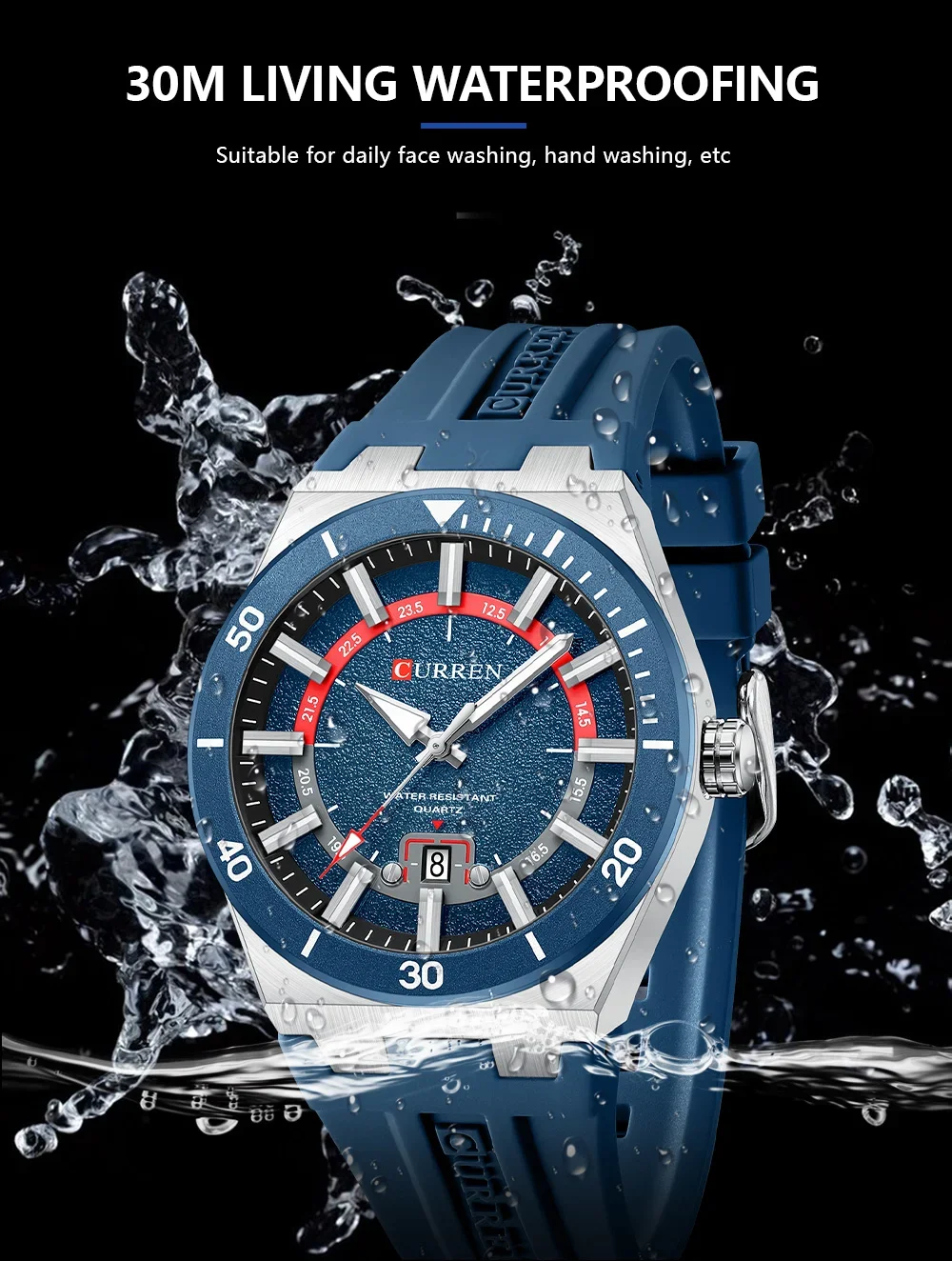 CURREN 8491 Minimalist Silicone Strap Men's Watch|30M Water Resistant