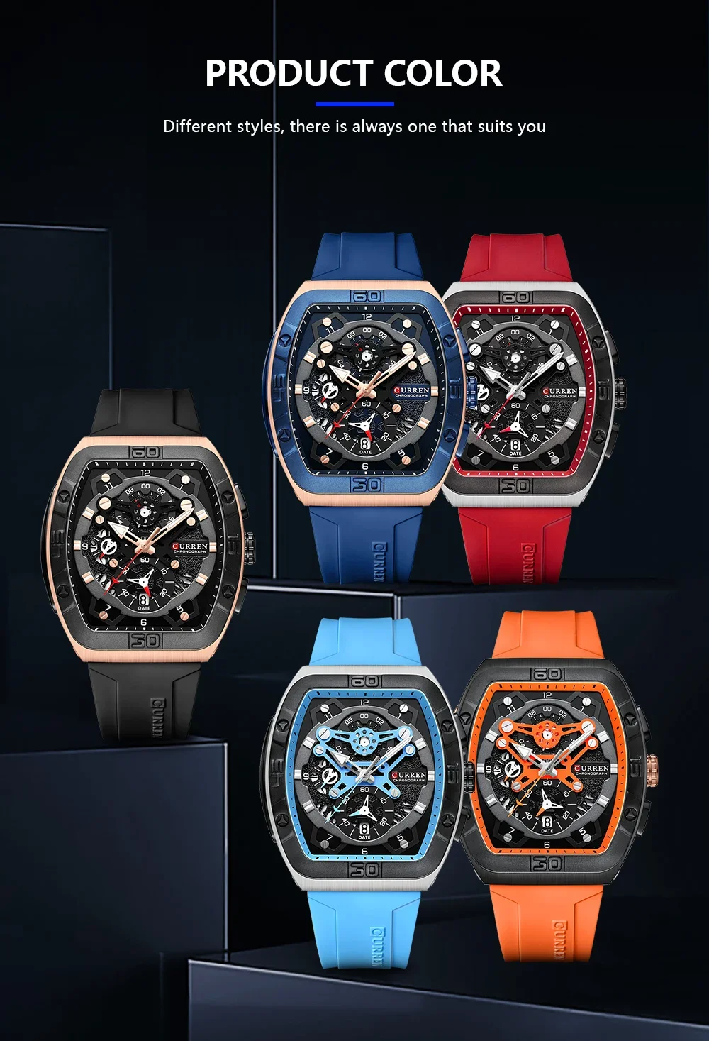 Curren 8443 Watch Front View