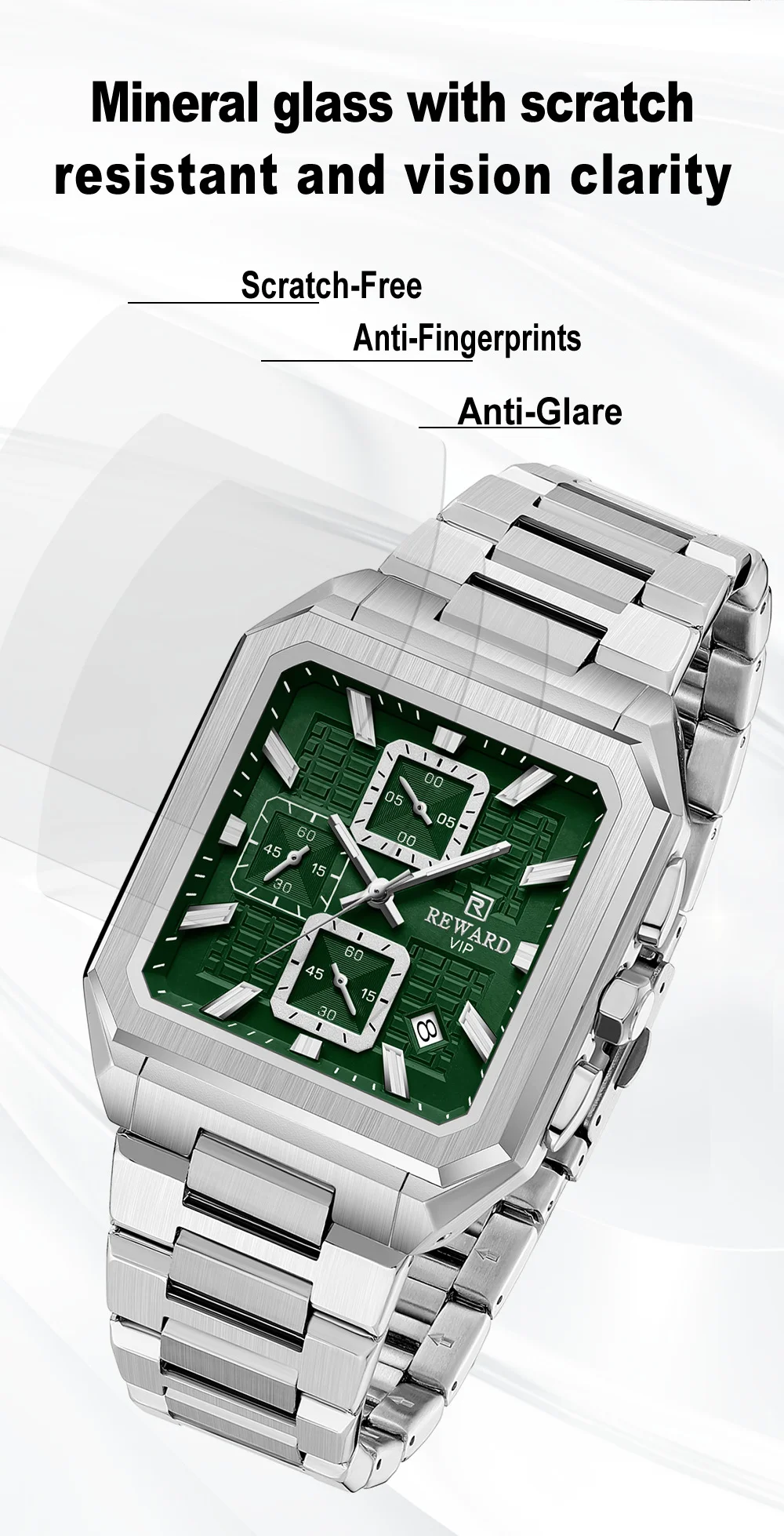 REWARD New Watch for Men High Quality Polishing Double Layered Case Square Chronograph RD813149M