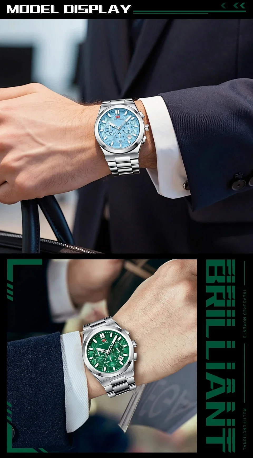 Wholesale MINI FOCUS MF0614G Men's Stainless Steel Business Watch