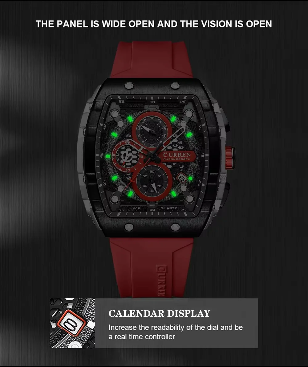 Curren 8442 chronograph dial closeup