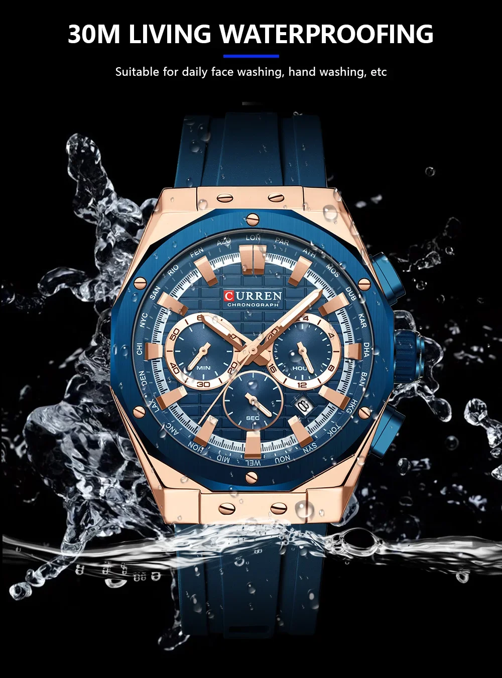 In Stock Bulk Wholesale CURREN 8464 Sport Chronograph Men Watch Dropshipping