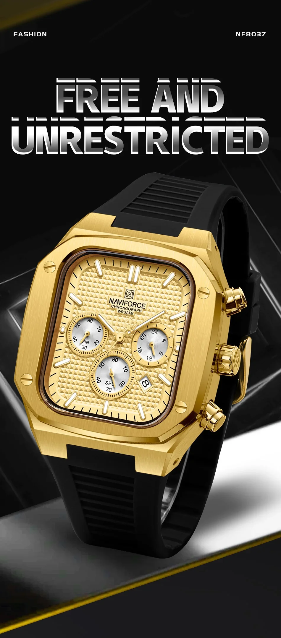 Wholesale Naviforce NF8037 3bar Men's Multifunction & Luminous Quartz Watches