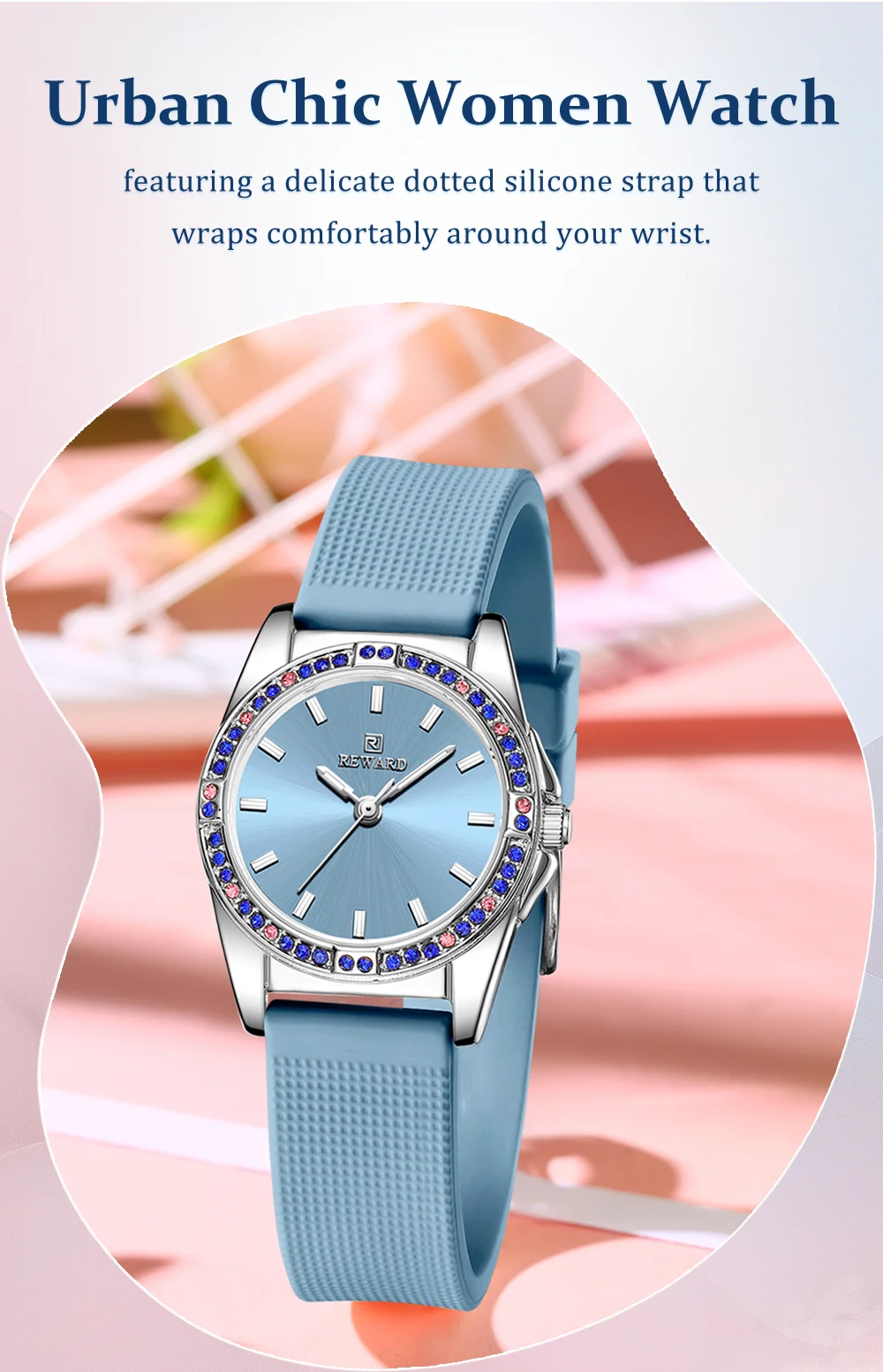 Wholesale REWARD RD232013L Luxury Diamond Fashion Silicone Lady's Wristwatch