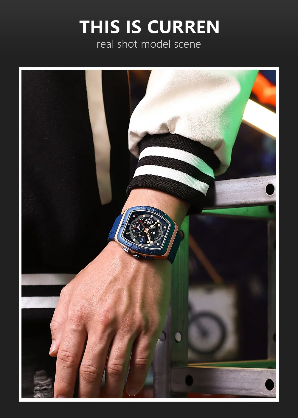 CURREN 8443 Wholesale Men's Chronograph Silicone Watch 3ATM In Stock