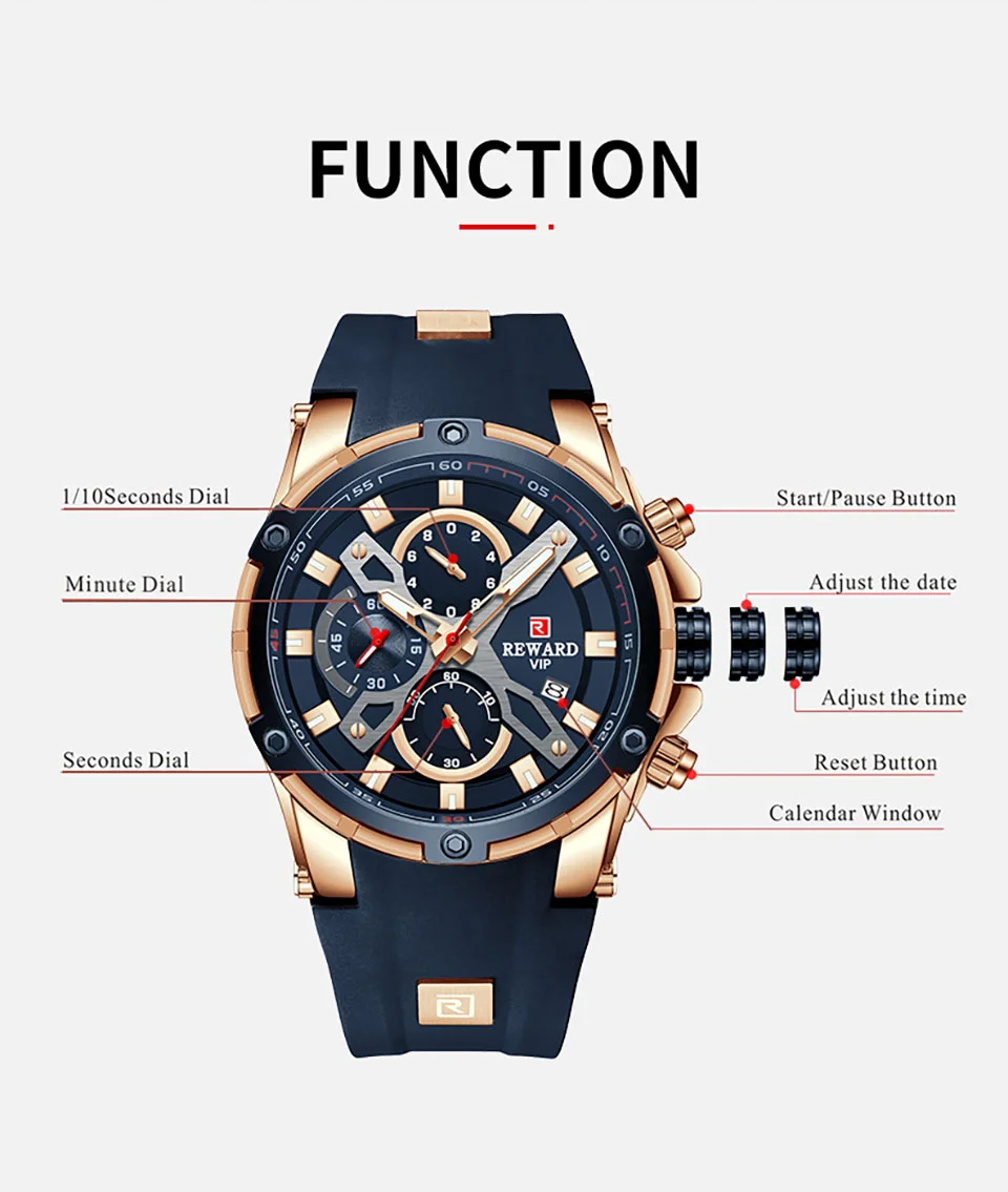 Reward Mens Watches RD83016M Luxury Chronograph Sport Watch