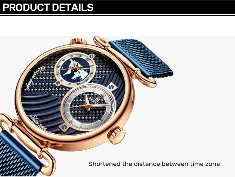 REWARD RD62002M Men's Luminous Auto Date Double Time Zone Watches