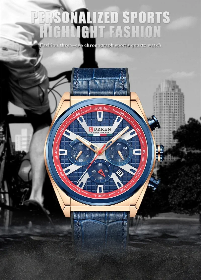 Curren 8291 Original Quartz Waterproof Mens Watch Leather Strap