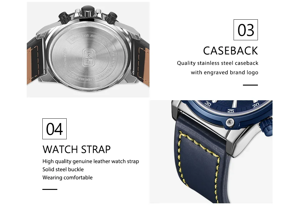 MF0175G MINI FOCUS Men's Fashion Quartz Watch | Leather Strap Date Chronograph Wholesale