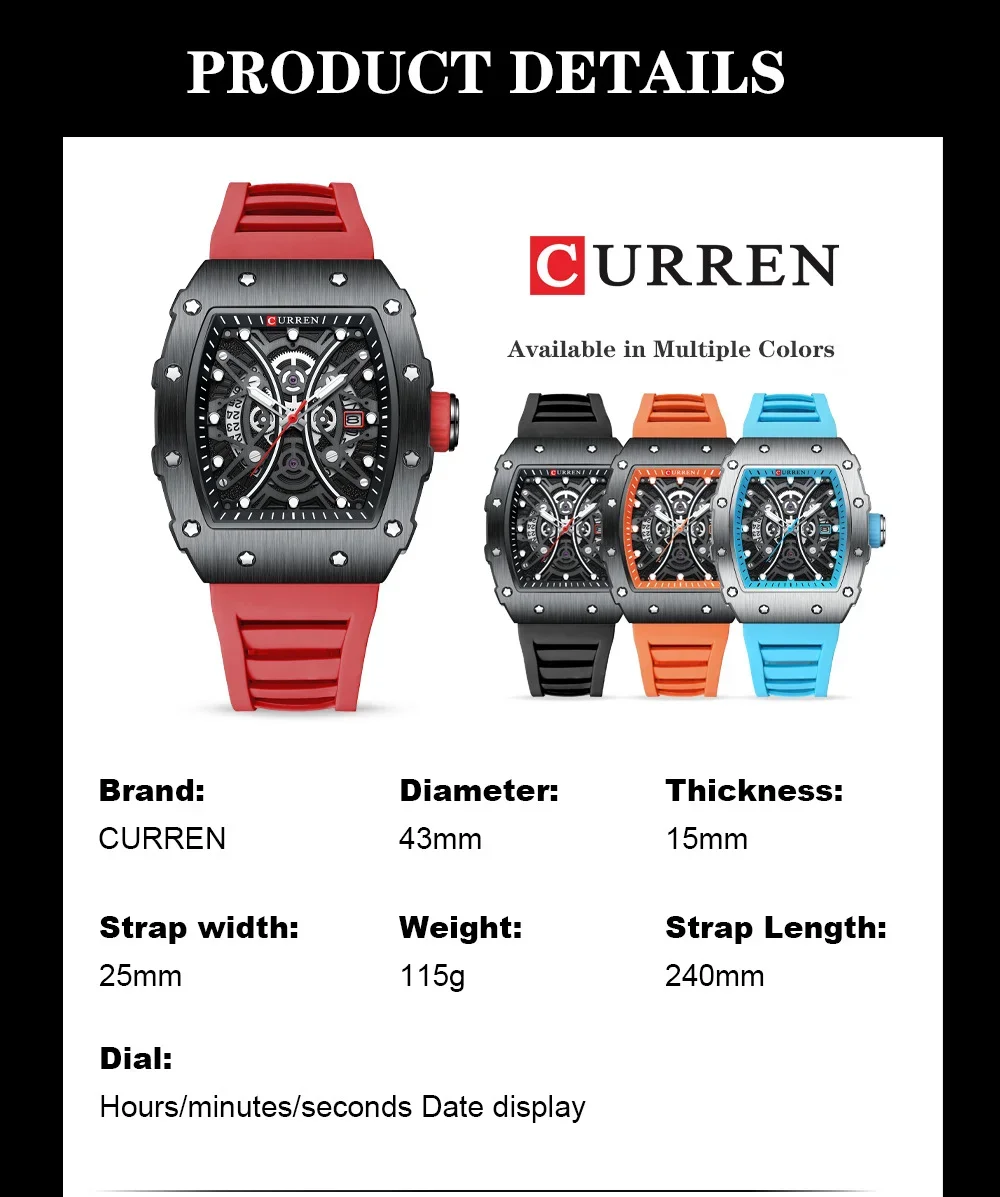 Curren 8438 Fashion Casual Sport Quartz Watch for Men - Main View