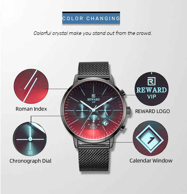 Reward RD82004M Men's Color-Changing Glass Chronograph Watch