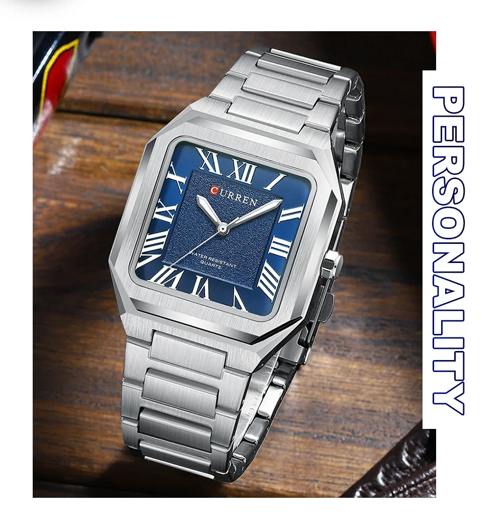 Wholesale CURREN 8482 Men's Luxury Square Watch – Roman Numeral Dial & 30M Waterproof