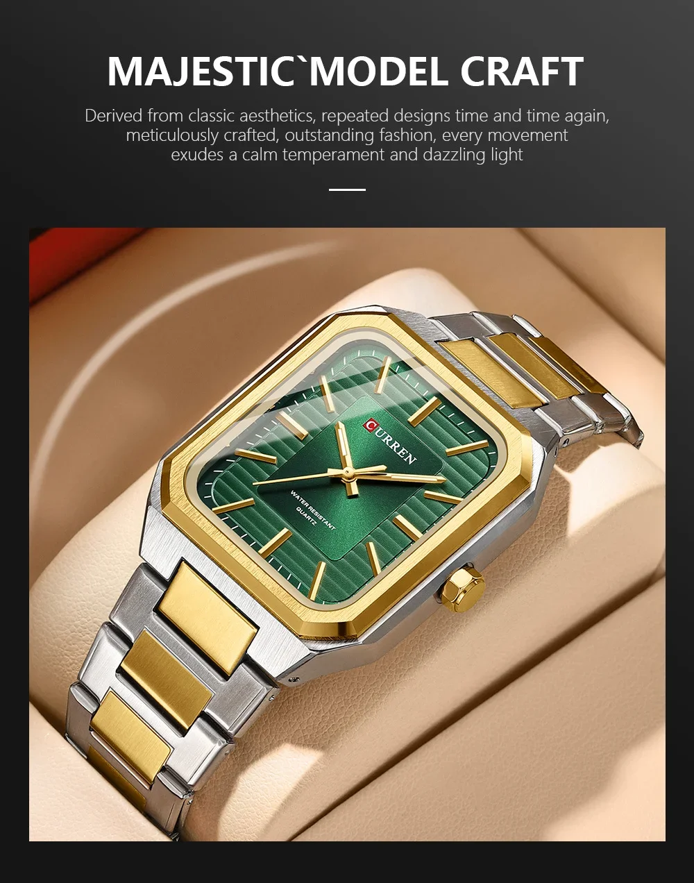 CURREN 8457 Wholesale Square Stainless Steel Quartz Men's Watch