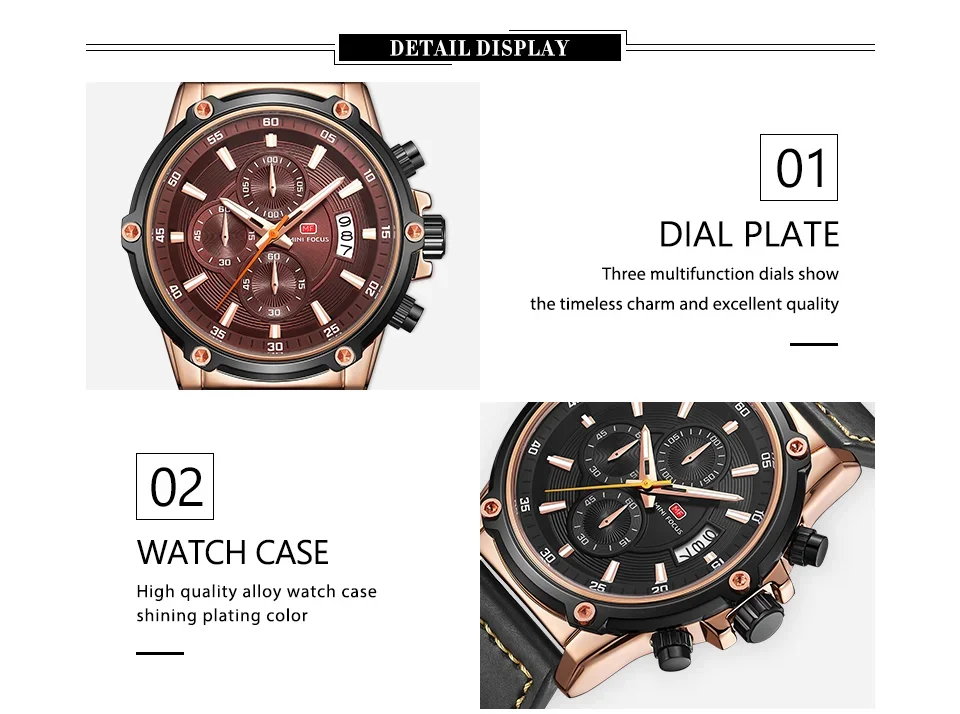 MF0175G MINI FOCUS Men's Fashion Quartz Watch | Leather Strap Date Chronograph Wholesale