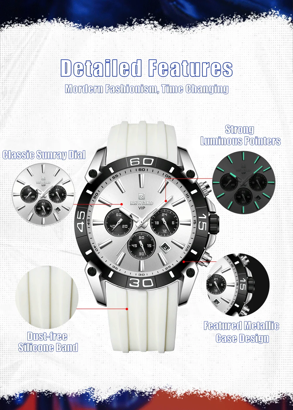 REWARD VIP Watch 3-Subdial Men's Chronograph Watches RD831105M