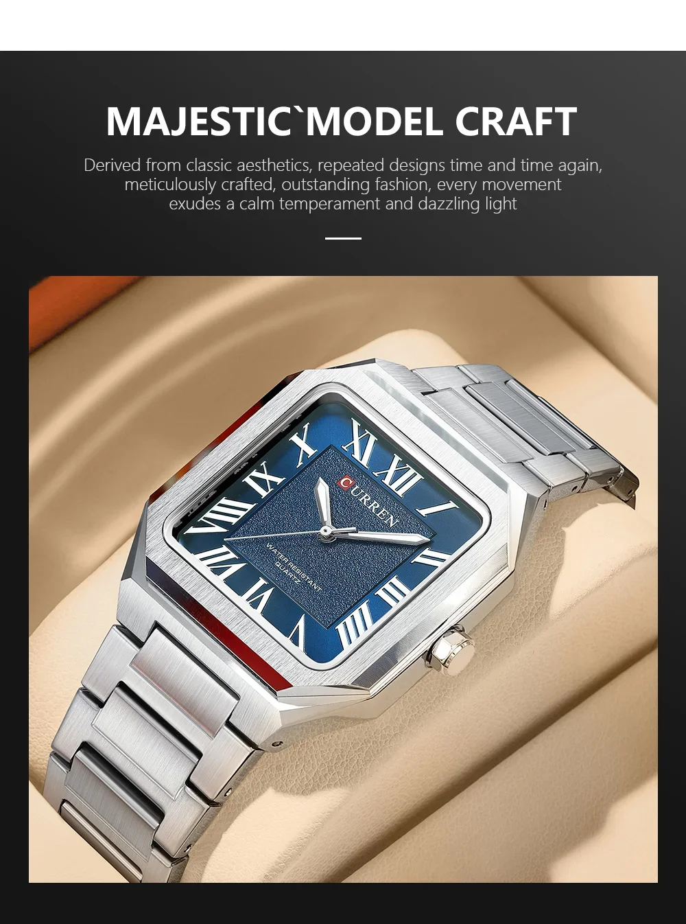 Wholesale CURREN 8482 Men's Luxury Square Watch – Roman Numeral Dial & 30M Waterproof