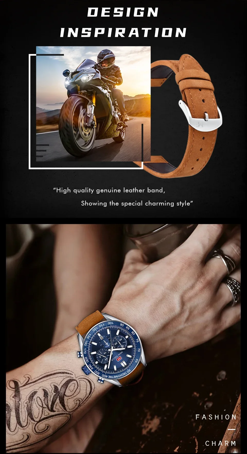 MINI FOCUS MF0403G Men's Casual Quartz Watch | 3-Dial Chronograph Watch Wholesale