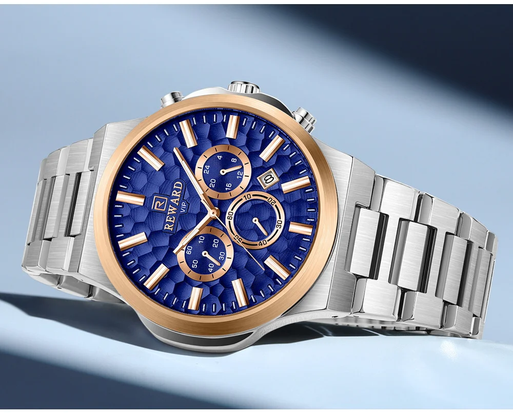 REWARD Men's Honeycomb Chronograph Stainless Steel Watch RD813050M